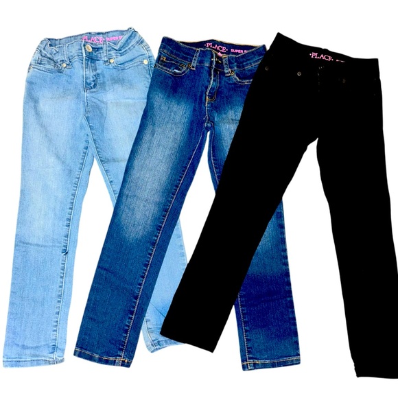 Place Other - The Children's Place Girls Super Skinny Jeans - Light Blue, Dark Blue, and Black